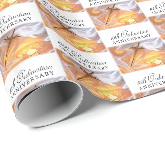 Papel De Regalo Personalize, 10° Aniversario de la Ordenación, Cro (Esquina del rollo)