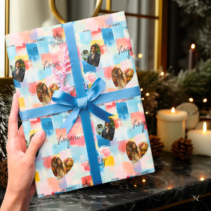 Papel De Regalo Personalized Abstract Art with Photos and Names