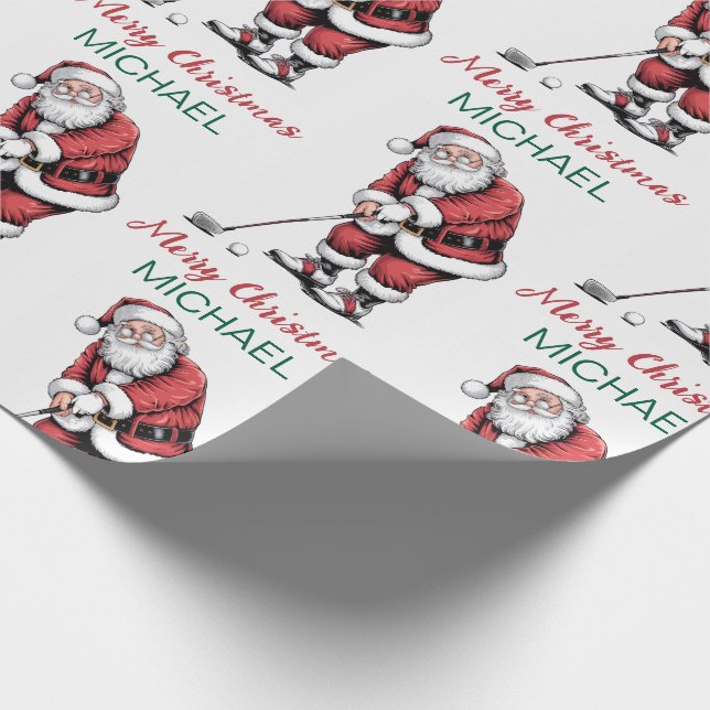 Papel De Regalo Personalized Christmas Golf Golfer Santa Claus  (Esquina)