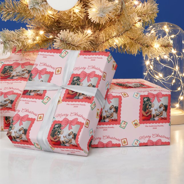 Papel De Regalo Personalized Cute Christmas Photo Collage  (Vacaciones)