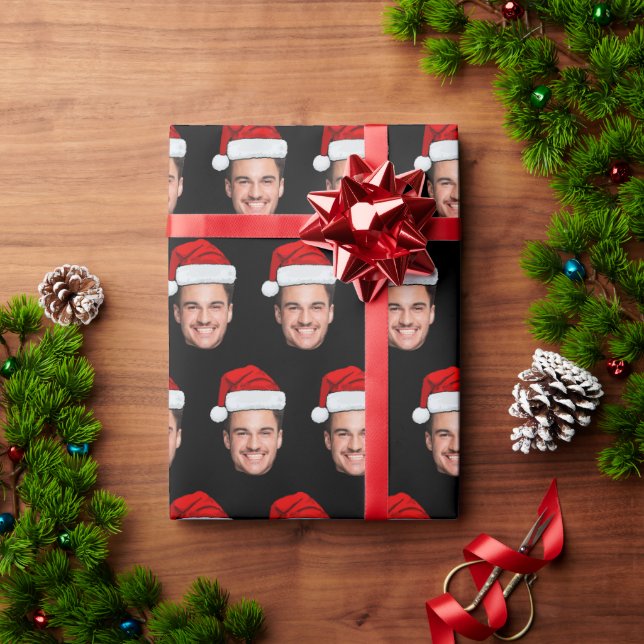 Papel De Regalo Personalized Face Photo Santa Claus Hat Christmas (Regalo de vacaciones)