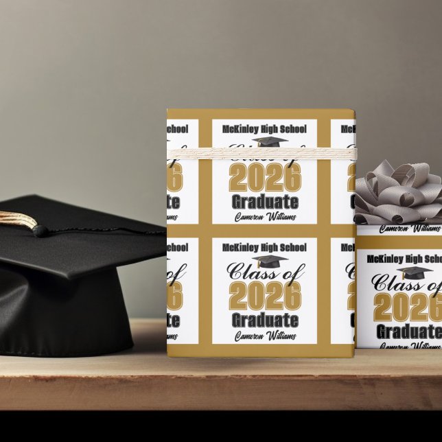 Papel De Regalo Personalized Gold Class of 2026 Graduation (Subido por el creador)