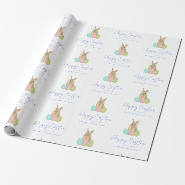 Papel De Regalo Personalized Happy Easter Bunny Watercolor (Desenrollado)
