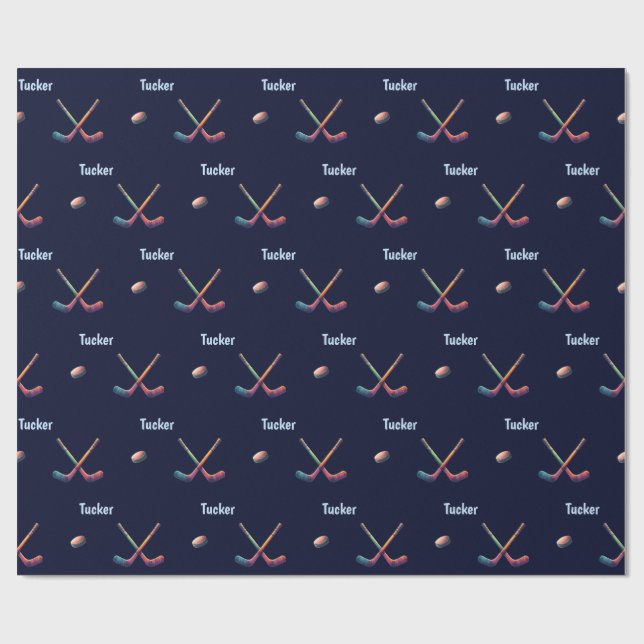 Papel De Regalo Personalized Hockey Wrapping Paper  (Superficie plana)
