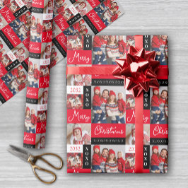 Papel De Regalo Personalized Holiday Photo Collage Wrapping Paper