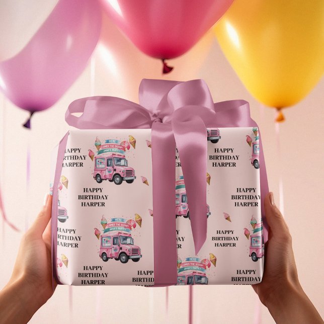 Papel De Regalo Personalized Ice Cream Truck Pink Birthday (Subido por el creador)