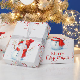 Papel De Regalo Personalized Merry Christmas Snowman Custom Year 