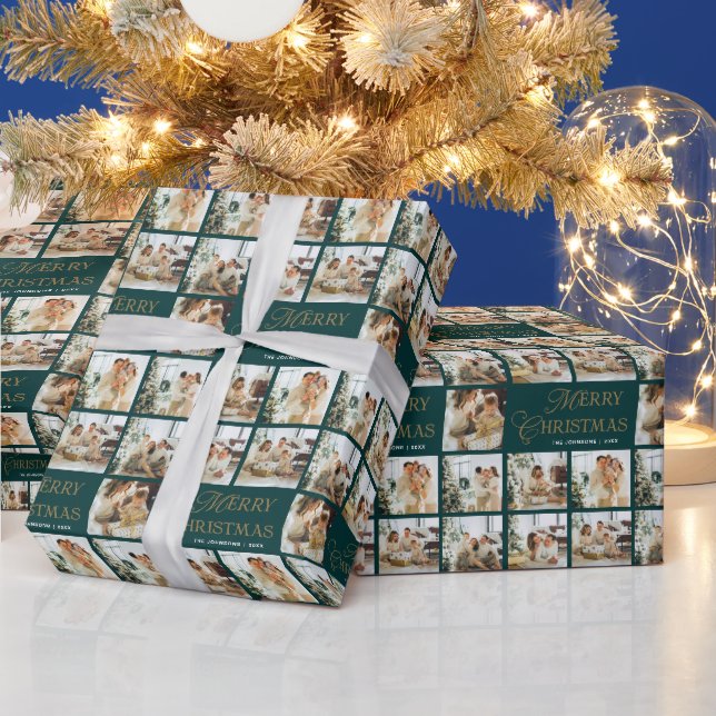 Papel De Regalo Personalized Modern Calligraphy Christmas Photo (Vacaciones)