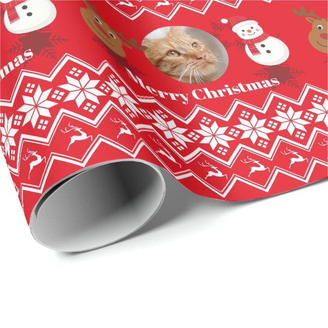 Papel De Regalo Personalized Photo Merry Christmas  (Esquina del rollo)