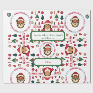 Papel De Regalo Personalized Santa's Workshop Christmas Gift Wrap