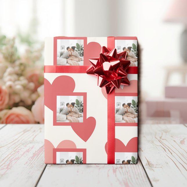 Papel De Regalo Personalized Valentine Photo Heart Wrapping Paper (Subido por el creador)