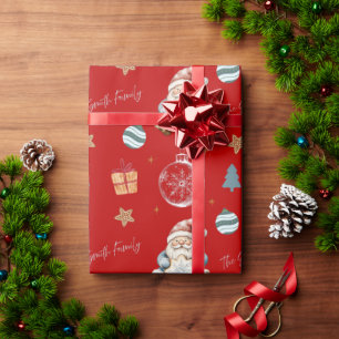 Papel De Regalo Personalized Vintage Santa Family Wrapping Paper
