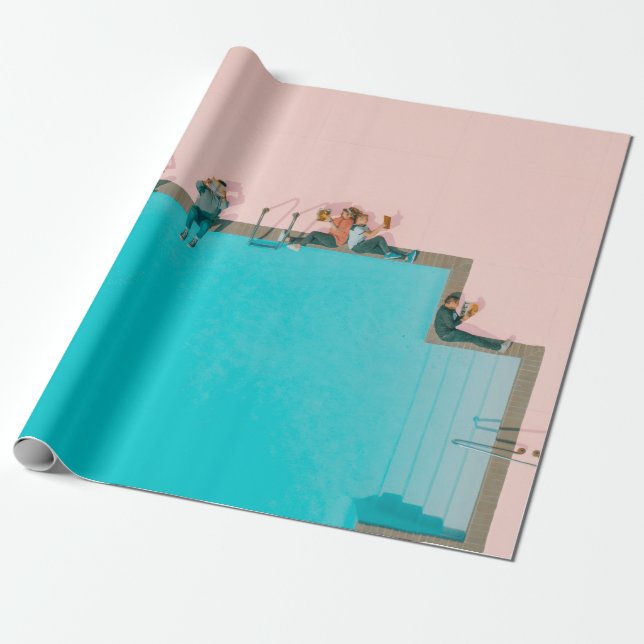 Papel De Regalo Personas al lado del ilustracion de la piscina (Desenrollado)