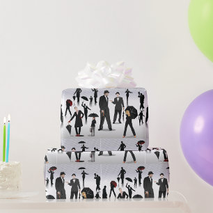 Papel De Regalo Personas con paraguas