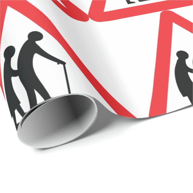 Papel De Regalo Personas mayores de la PRECAUCIÓN - señal de (Esquina del rollo)