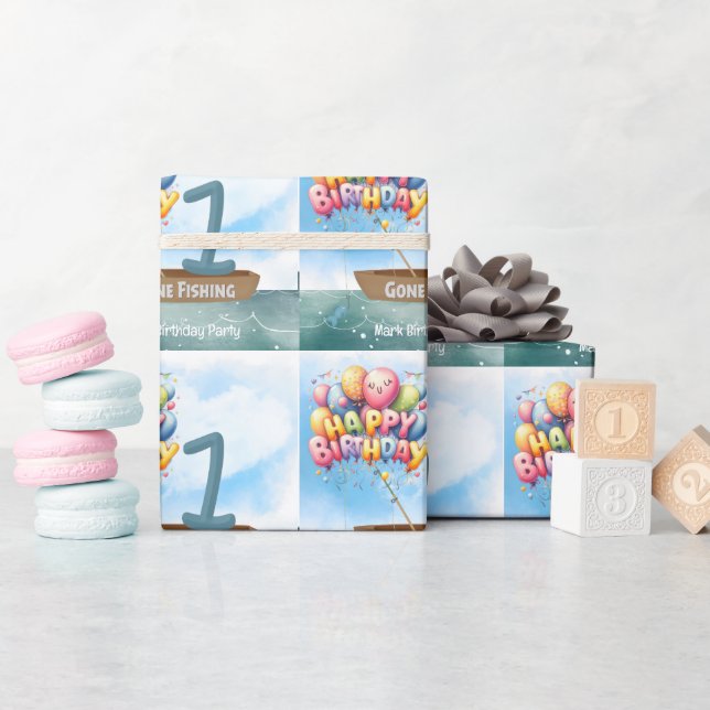 Papel De Regalo Pesca 1 cumpleaños (Baby Shower)