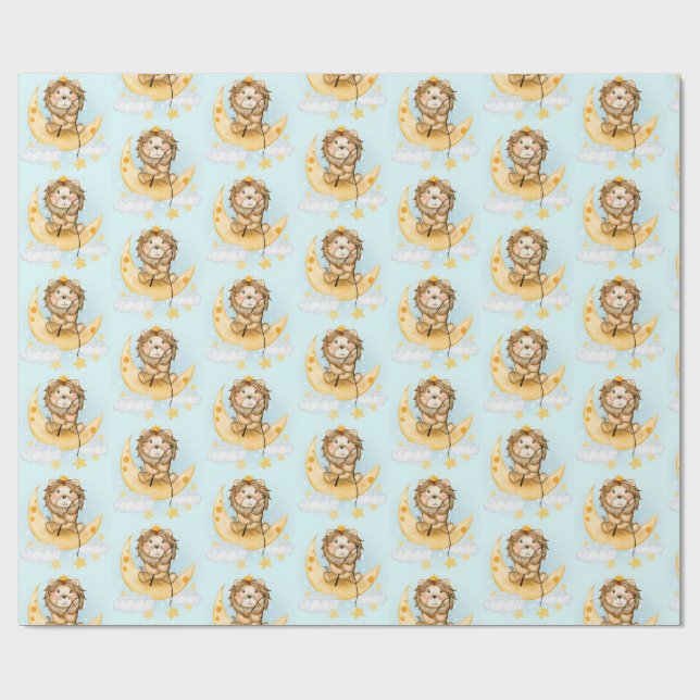 Papel De Regalo Pesca de leones en la acuarela lunar (Superficie plana)