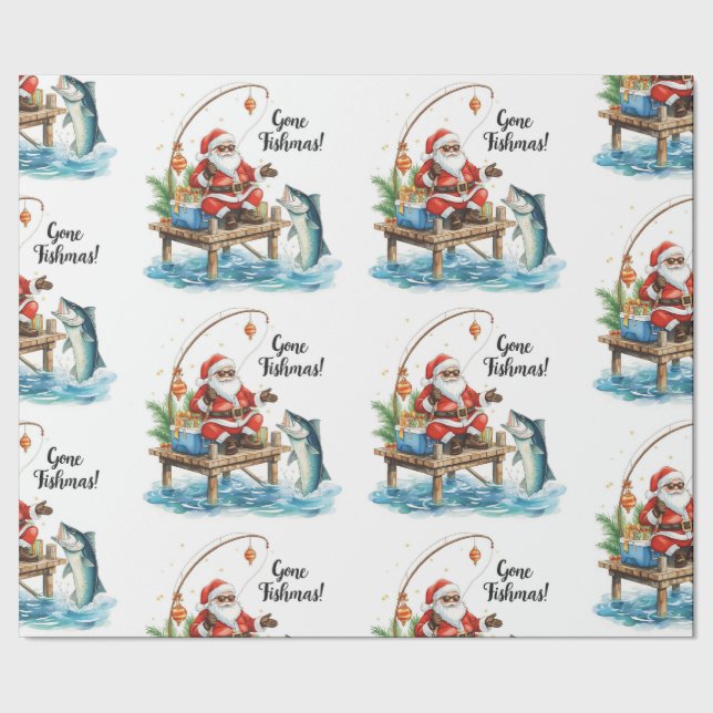 Papel De Regalo Pesca de Santa Claus tiempo de los Navidades pesqu (Costura)
