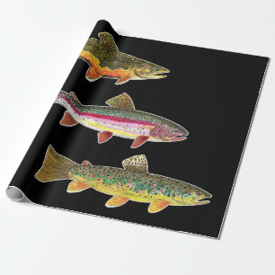 Papel De Regalo Pesca de trucha - Brook, Brown, Arcoiris