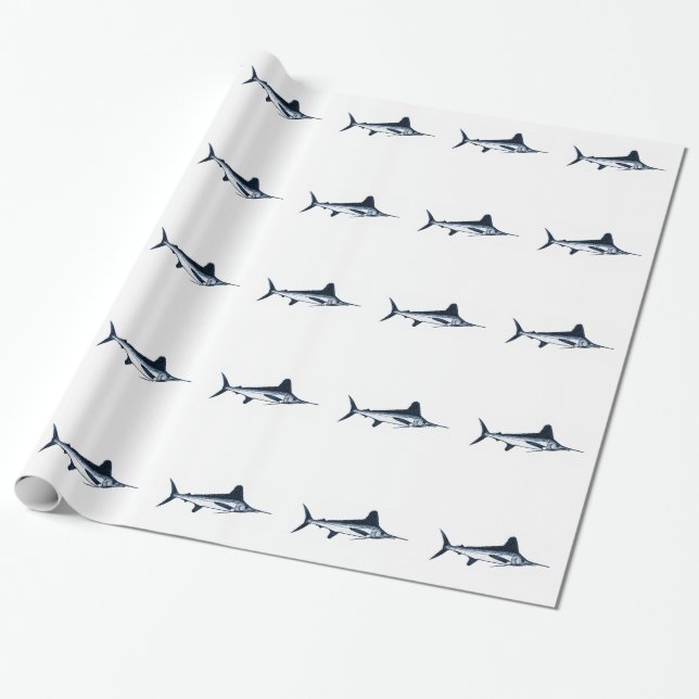 Papel De Regalo Pesca en mar profunda de la aguja blanca (Desenrollado)