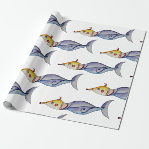 Papel De Regalo Pescado acuático colorido