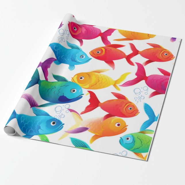 Papel De Regalo Pescado arcoiris Frenzy (Desenrollado)