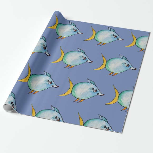 Papel De Regalo Pescado azul (Desenrollado)