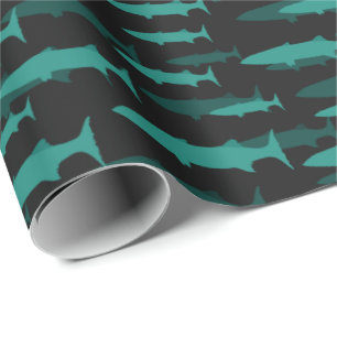 Papel De Regalo Pescado azul negro de Barracuda