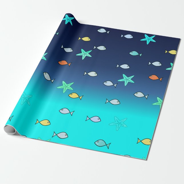 Papel De Regalo Pescado azul turquesa azul turquesa (Desenrollado)
