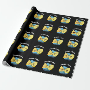 Papel De Regalo Pescado chips Funny Food Pun Dark BG