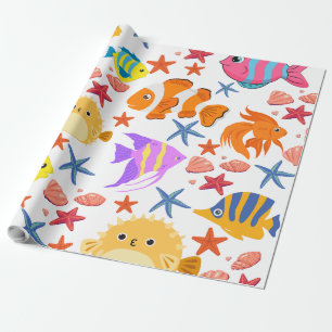Papel De Regalo Pescado colorido