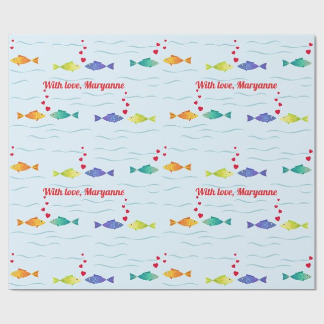 Papel De Regalo Pescado de amor lindo en el océano (Superficie plana)