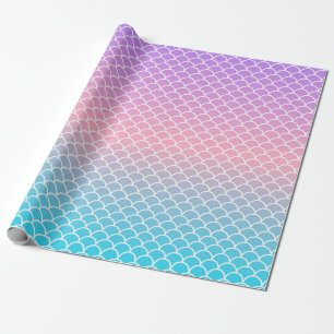 Papel De Regalo Pescado de la sirena azul morado