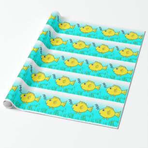 Papel De Regalo Pescado de oro nadando