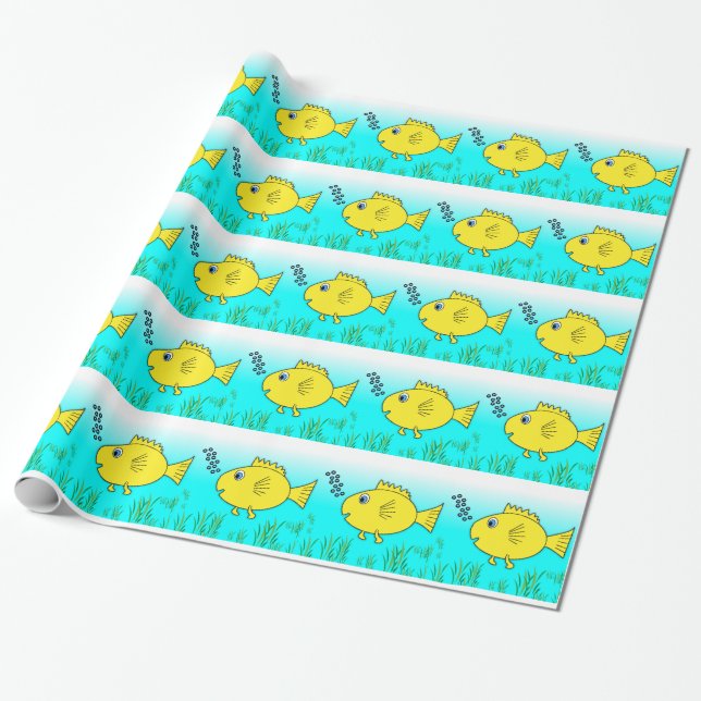 Papel De Regalo Pescado de oro nadando (Desenrollado)