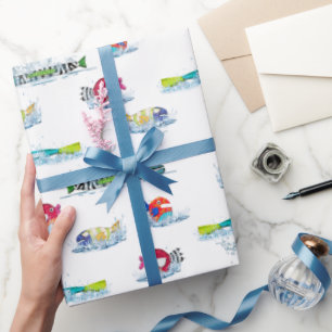 Papel De Regalo Pescado divertido colorido en el agua