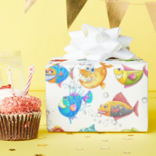Papel De Regalo Pescado divertido en burbujas
