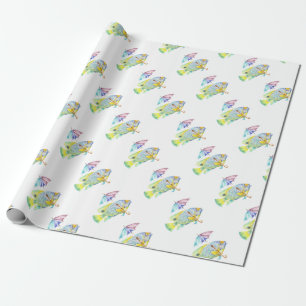 Papel De Regalo Pescado pescador con paraguas