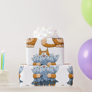 Papel De Regalo Pescado que contiene gato