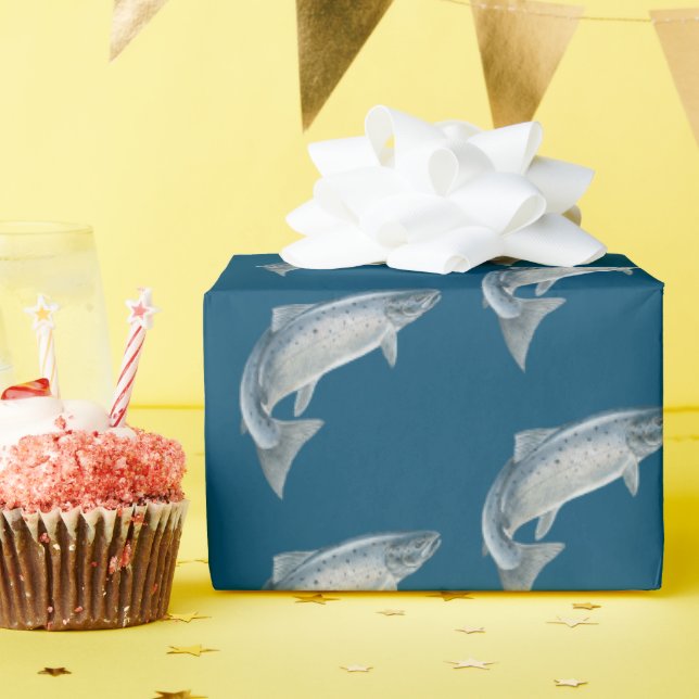Papel De Regalo pescado sobre azul (Fiesta de cumpleaños )