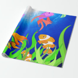 Papel De Regalo Pescado tropical azul tiene maravilla submarina