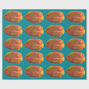 Papel De Regalo Pescado tropical de hoja de ave 1