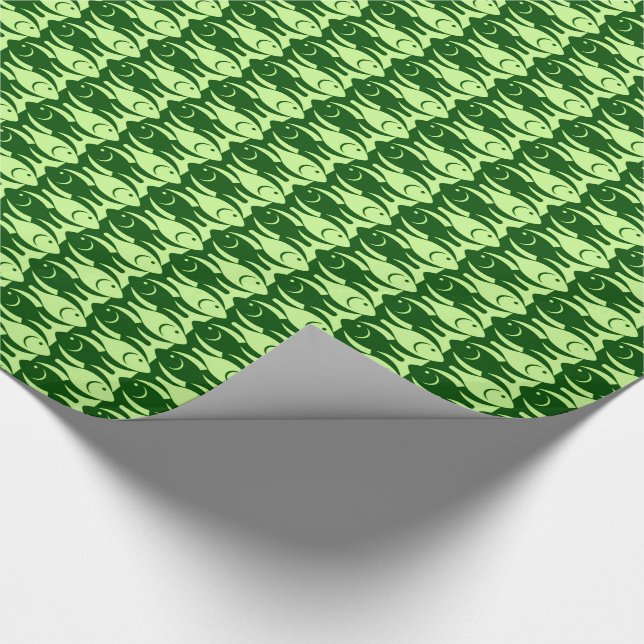 Papel De Regalo Pescados, cal y verde oscuro modernos de los (Esquina)