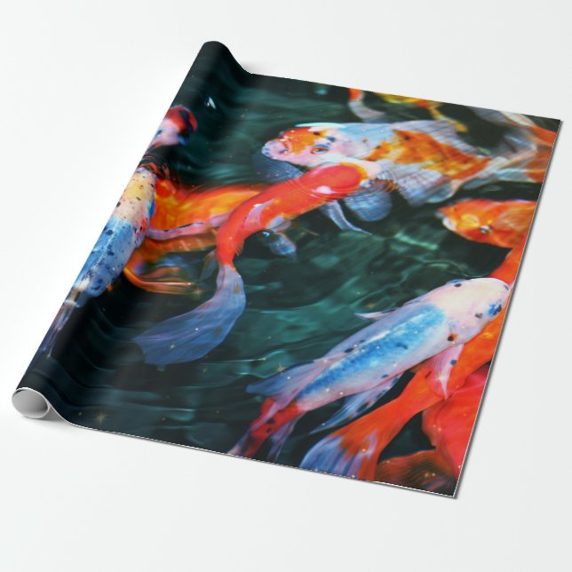 Papel De Regalo Pescados de Koi (Desenrollado)