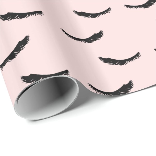 Papel De Regalo Pestañas negras rosadas de Rubor atractivas (Esquina del rollo)