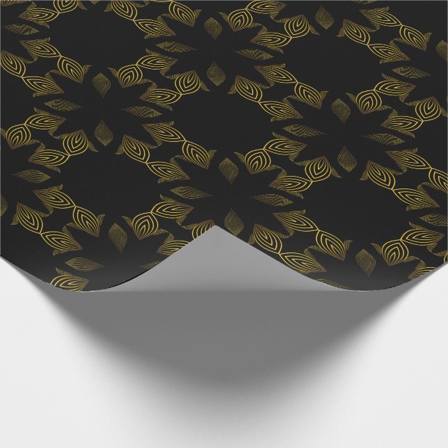 Papel De Regalo pétalo de flor de línea dorada (Esquina)