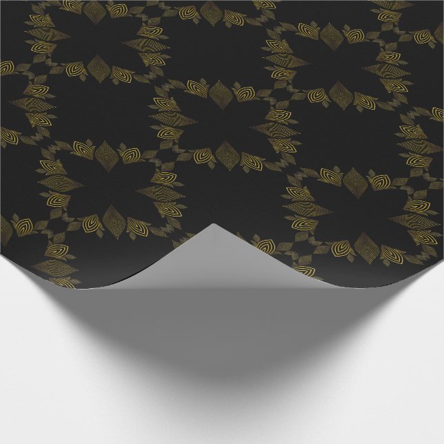 Papel De Regalo pétalo de flor de línea dorada (Esquina)