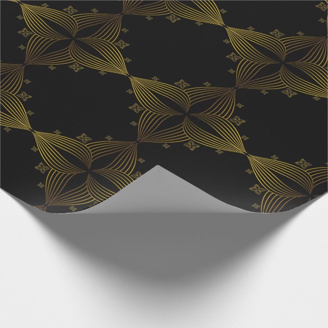 Papel De Regalo pétalo de flor de línea dorada (Esquina)