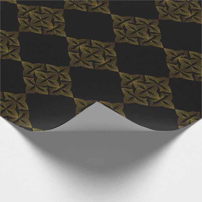 Papel De Regalo pétalo de flor de línea dorada (Esquina)