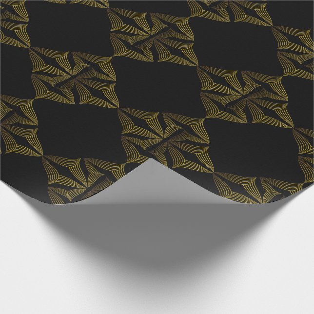 Papel De Regalo pétalo de flor de línea dorada (Esquina)